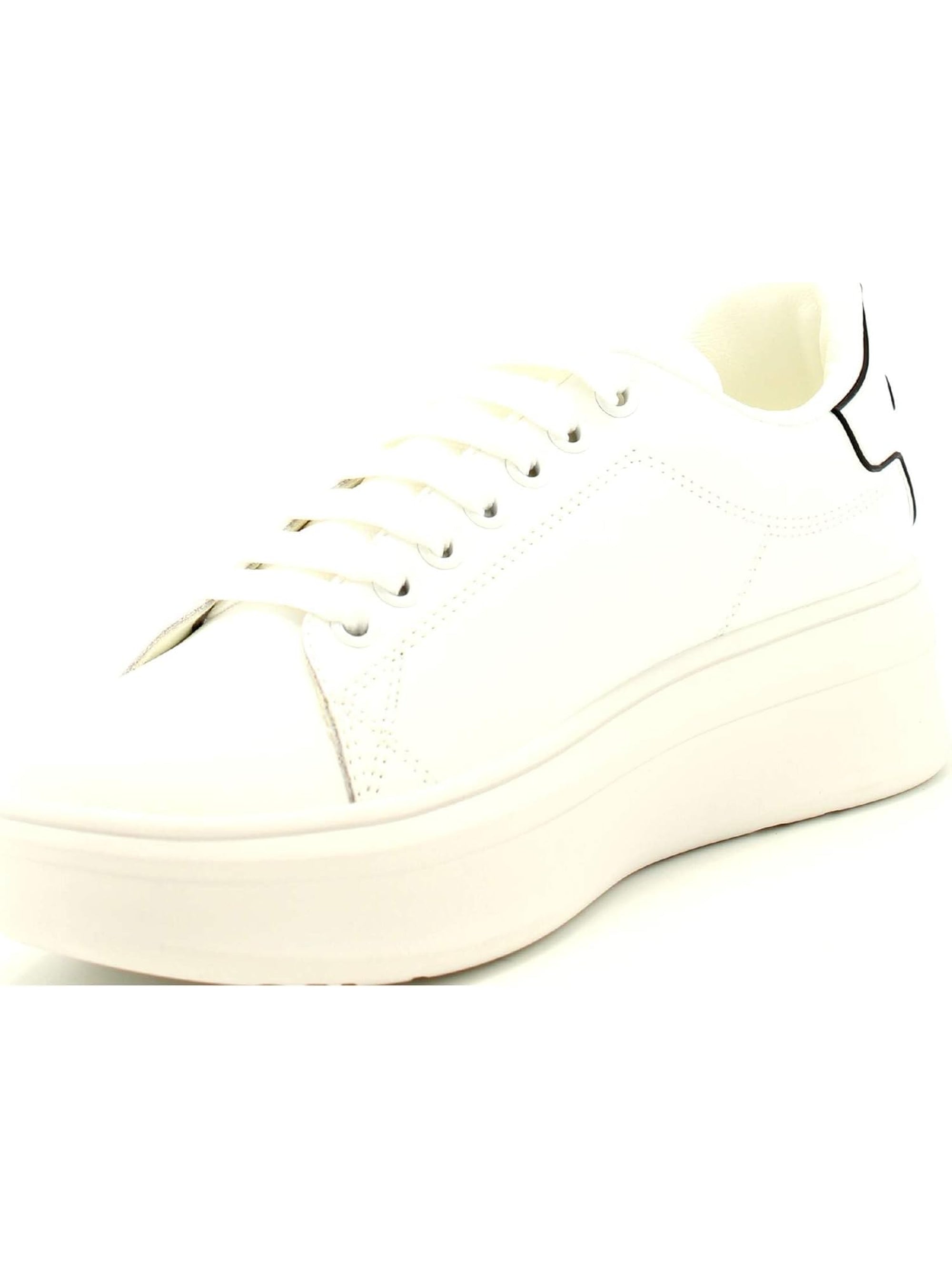 Sneakers GAELLE Donna ADDICT IN ACTION LEATHER CON TALLONE IN GOMMA Bianco