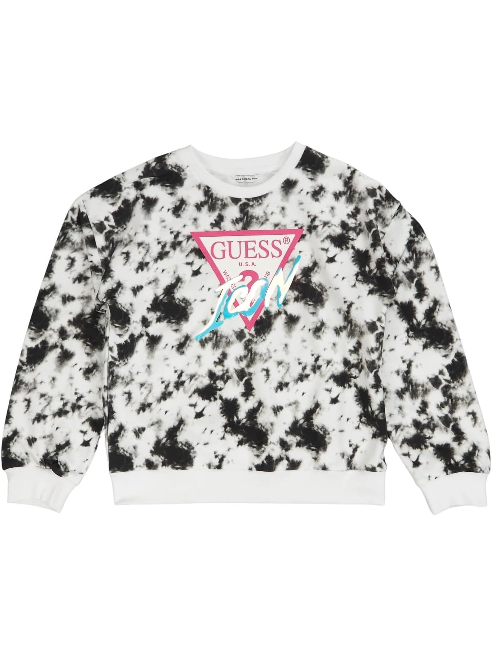 Felpa GUESS JR Bambina LS Bianco e Nero