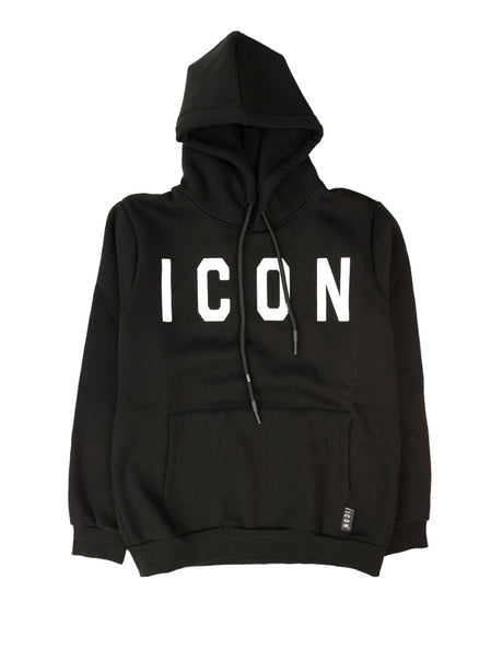 Felpa Icon Uomo C/cappuccio Nero Icon  Angolo dello Sport
