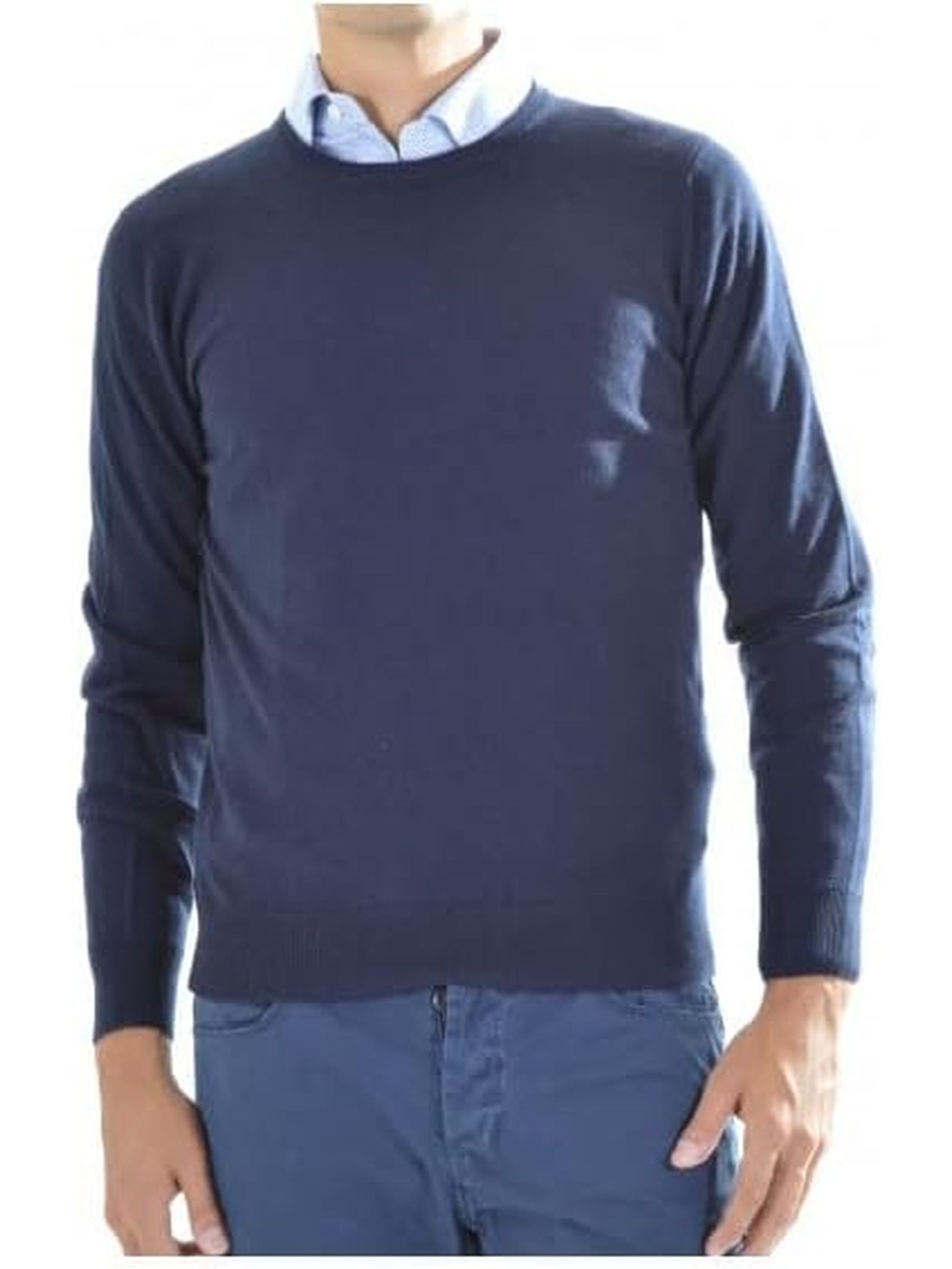 Pullover KANGRA Uomo GIROCOLLO RASATO CALATO Blu