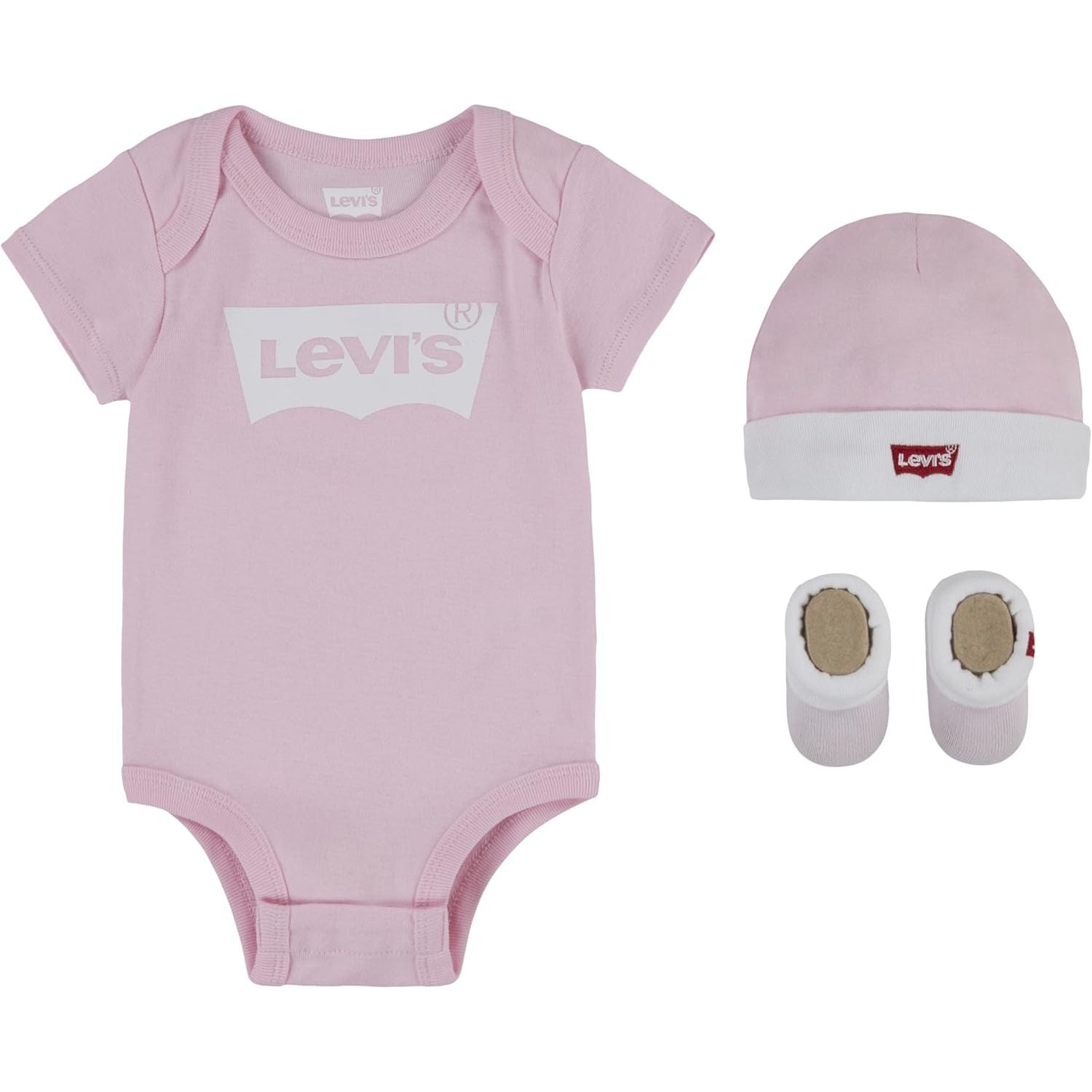 Completo LEVIS Bambino LHN BATWING ONESIE HAT BOOTIE Rosa