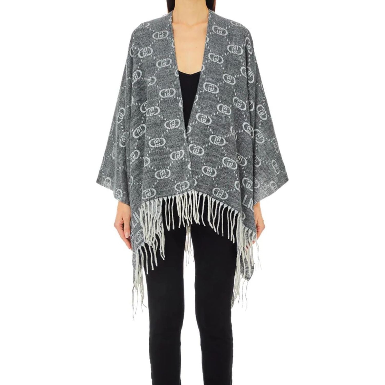 Poncho LIU JO Donna LOGO MONOGRAM Grigio