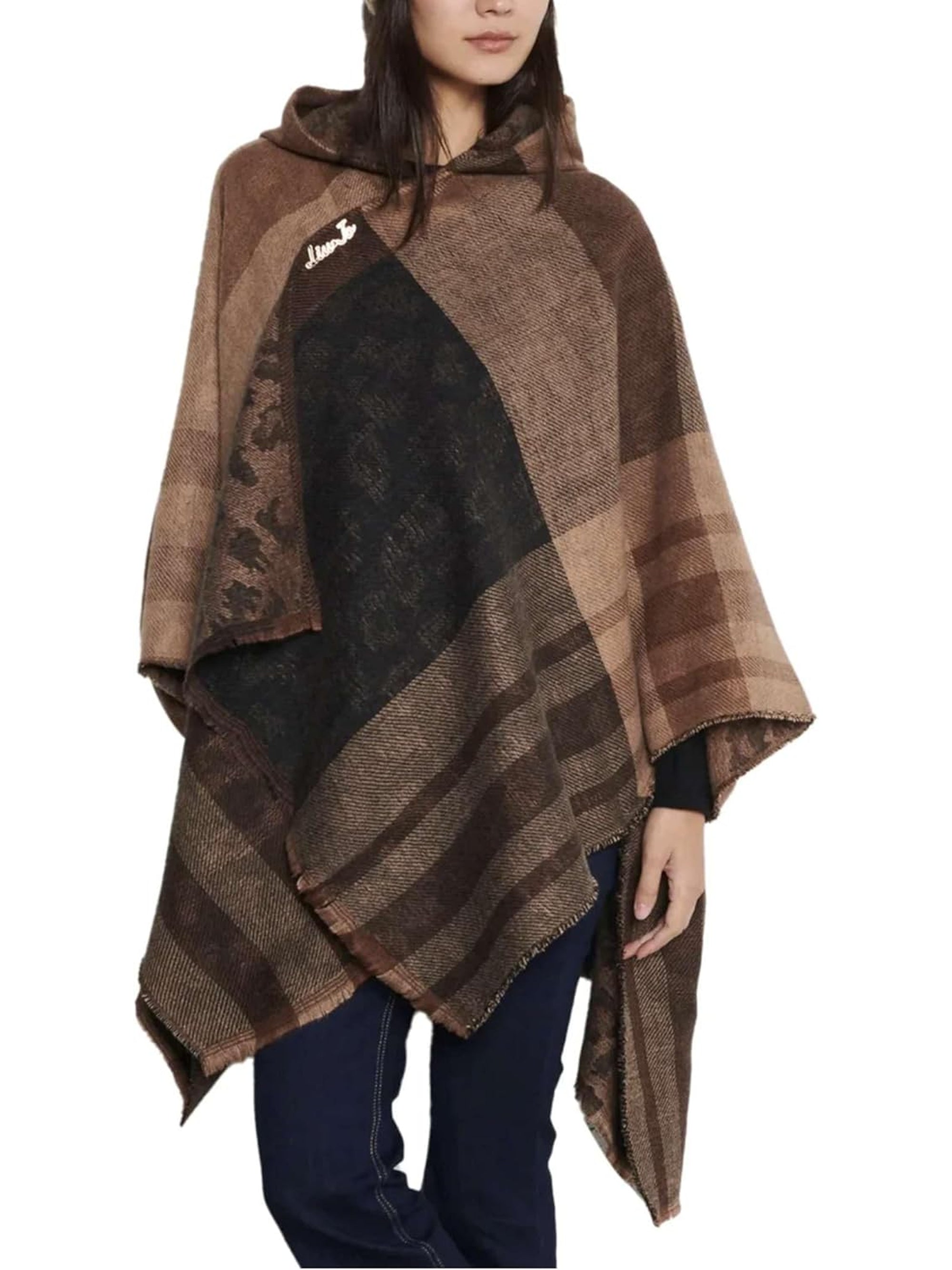 Poncho LIU JO Donna CHECK ANIMALIER Marrone