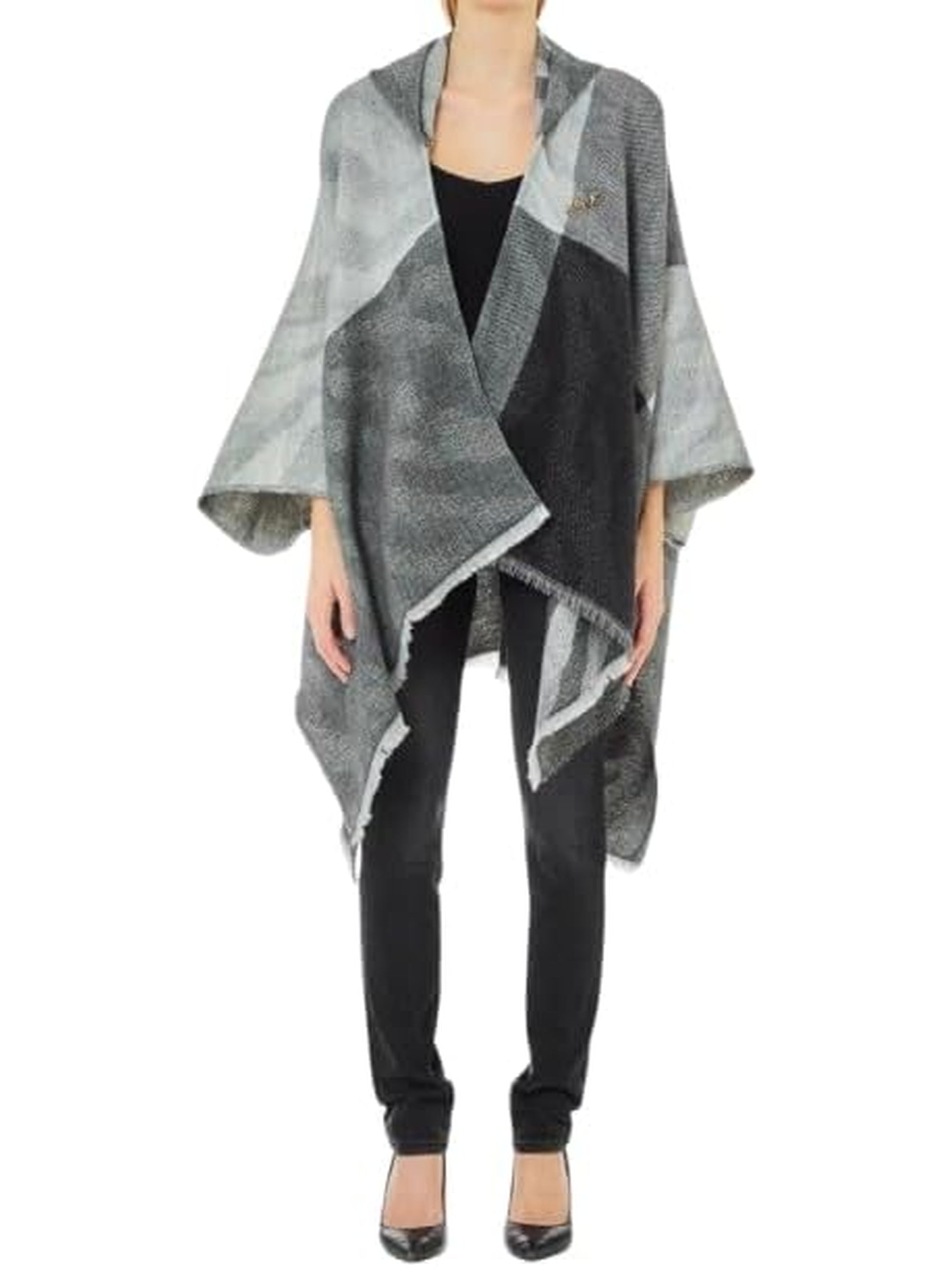 Poncho LIU JO Donna CHECK ANIMALIER Grigio