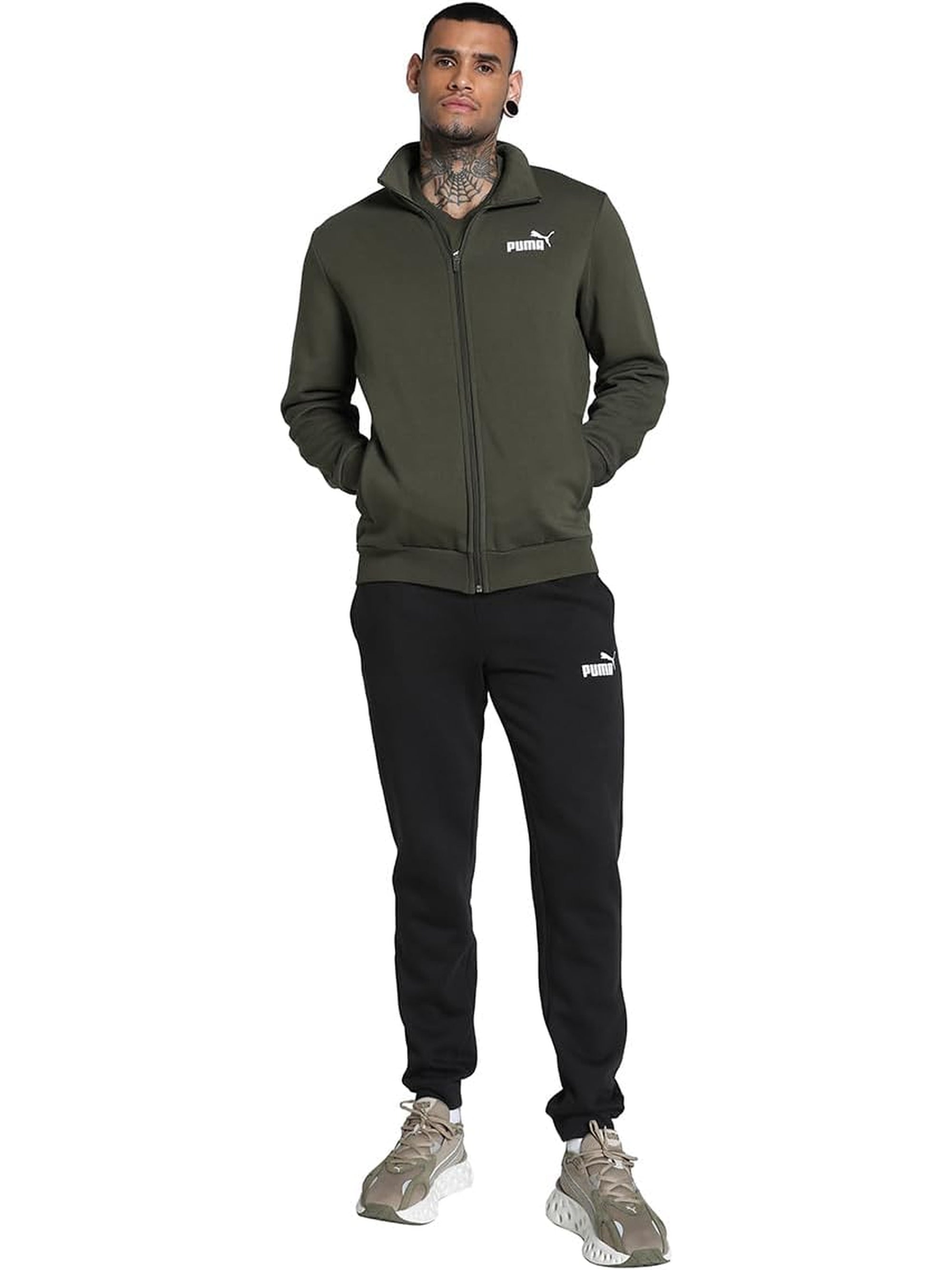 Tuta Sportiva PUMA Uomo CLEAN SWEAT SUIT FL Verde