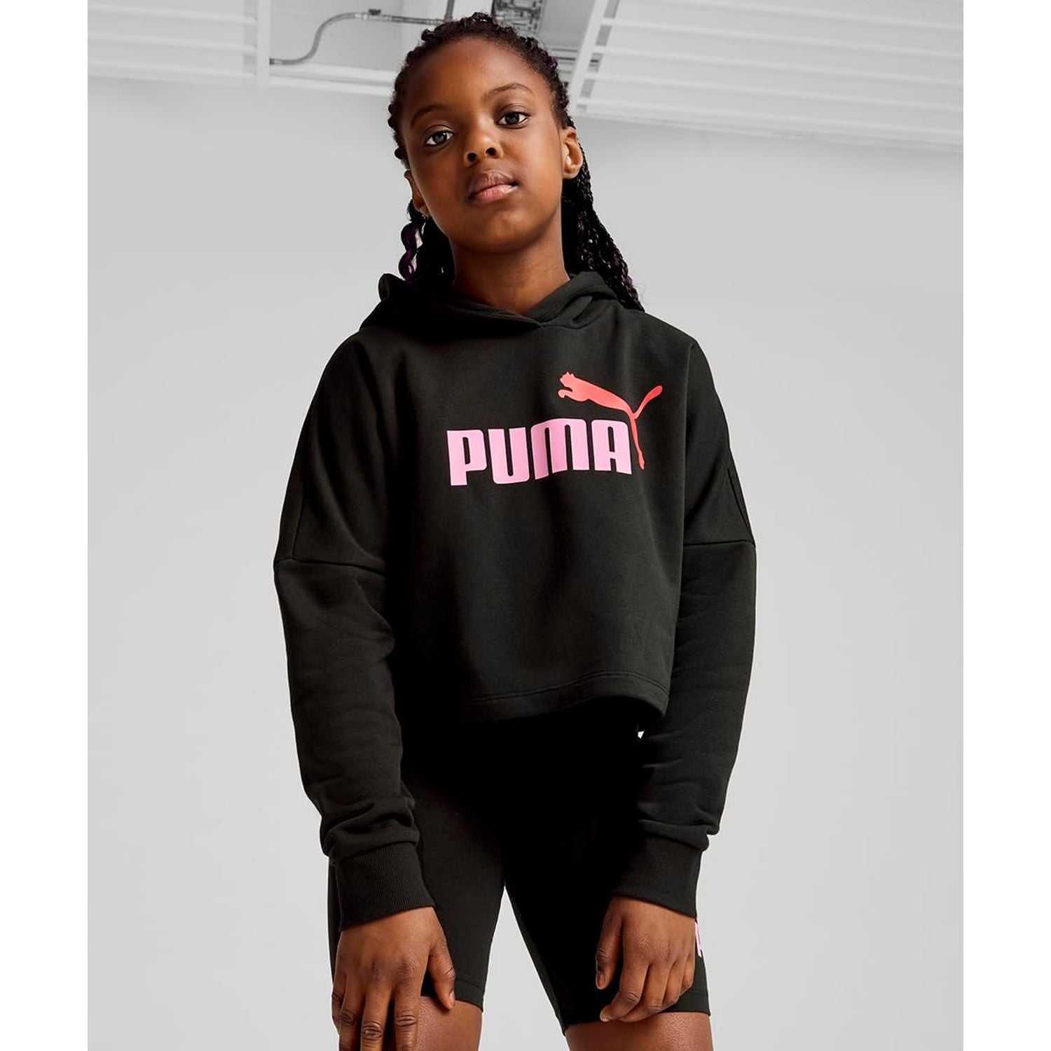 Felpa PUMA Bambina ESS LOGO CROPPED HOODIE G Nero Angolo dello Sport Online Store