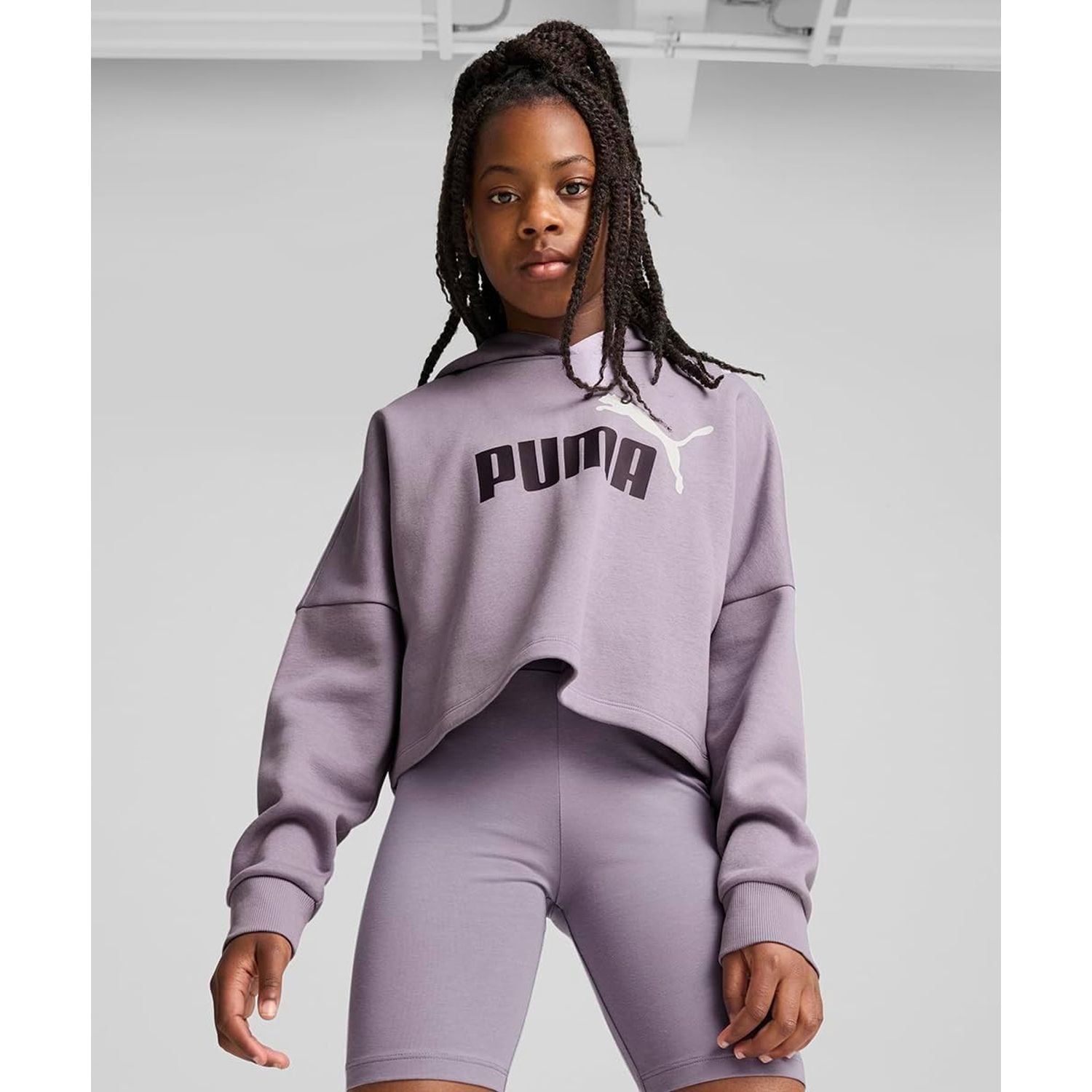 Felpa PUMA Bambina ESS LOGO CROPPED HOODIE G Viola