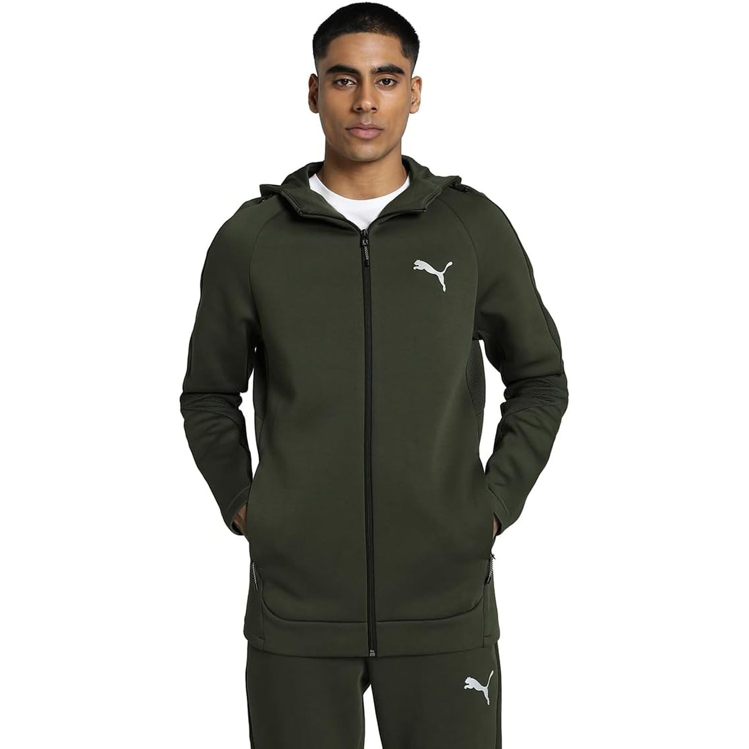 Felpa PUMA Uomo EVOSTRIPE FULL-ZIP HOODIE DK Verde