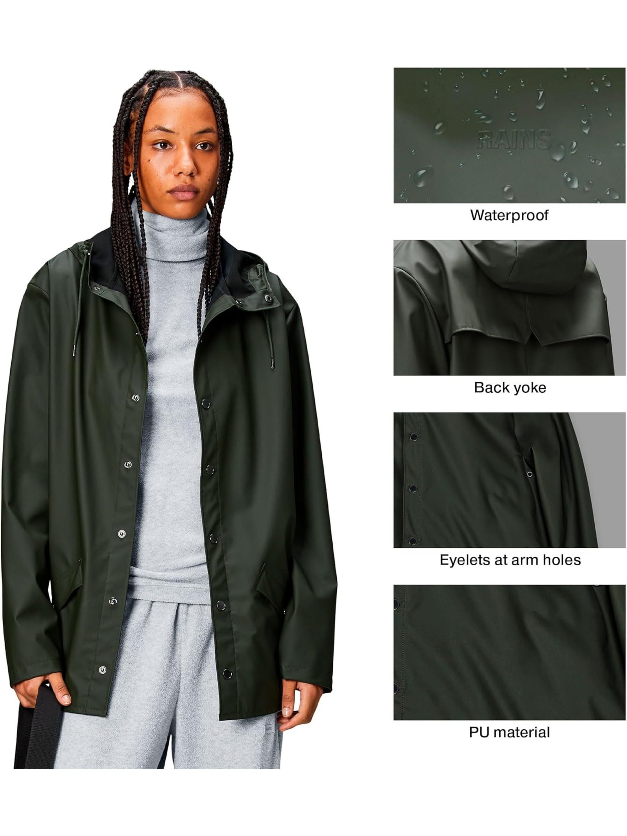 Impermeabile RAINS Unisex Verde