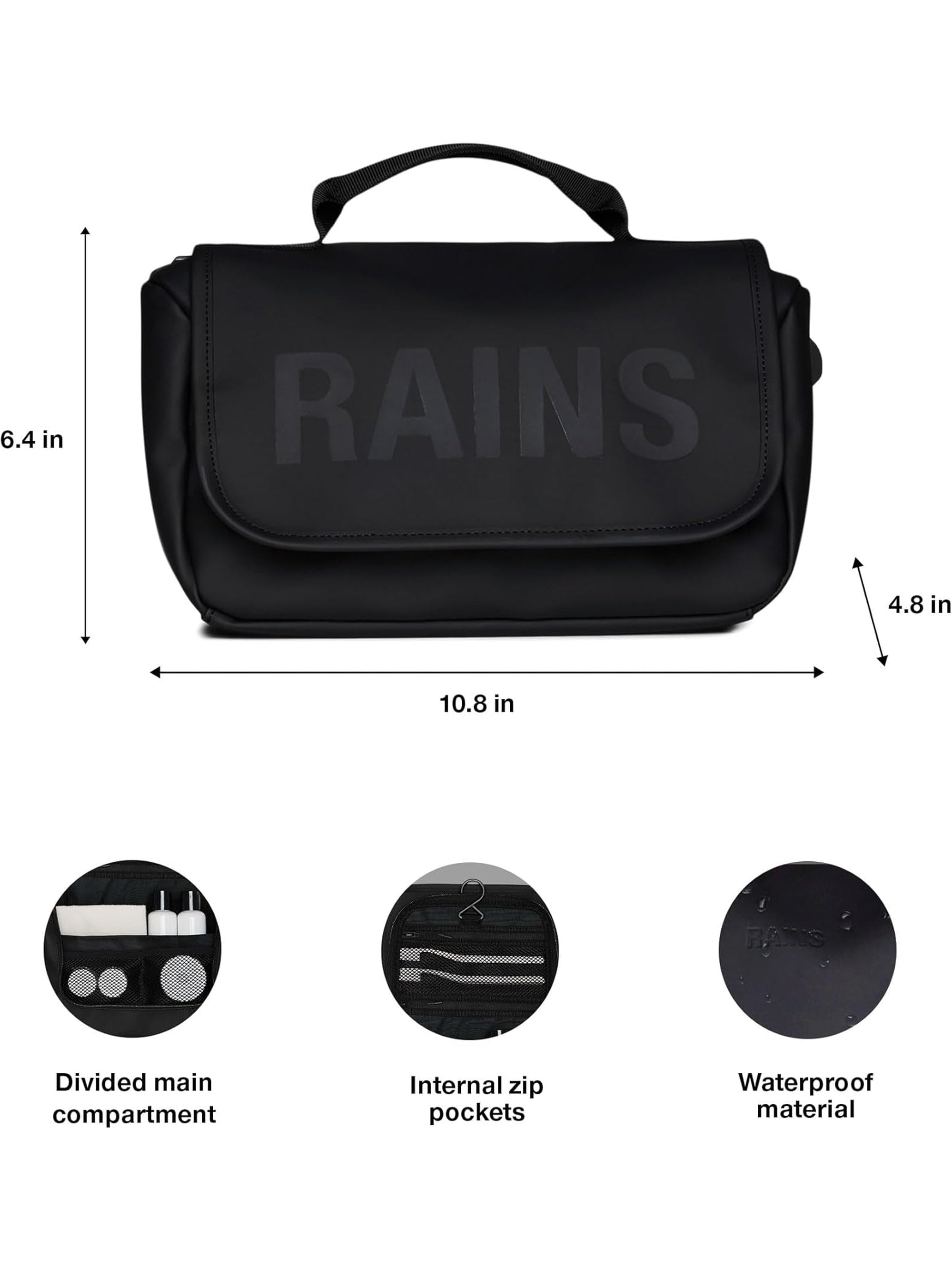 Beauty Case RAINS Unisex TEXEL WASH Nero