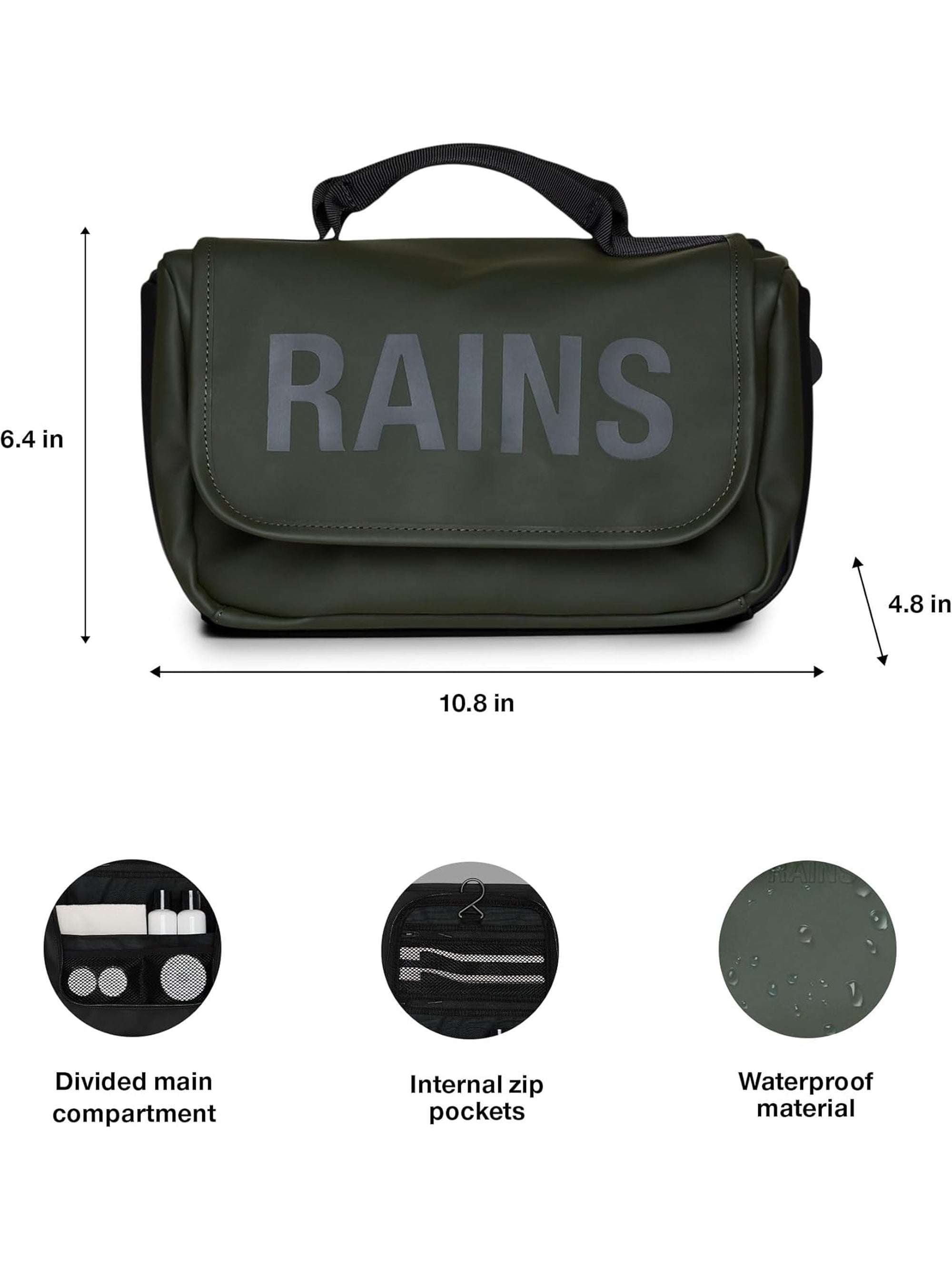 Beauty Case RAINS Unisex TEXEL WASH Verde