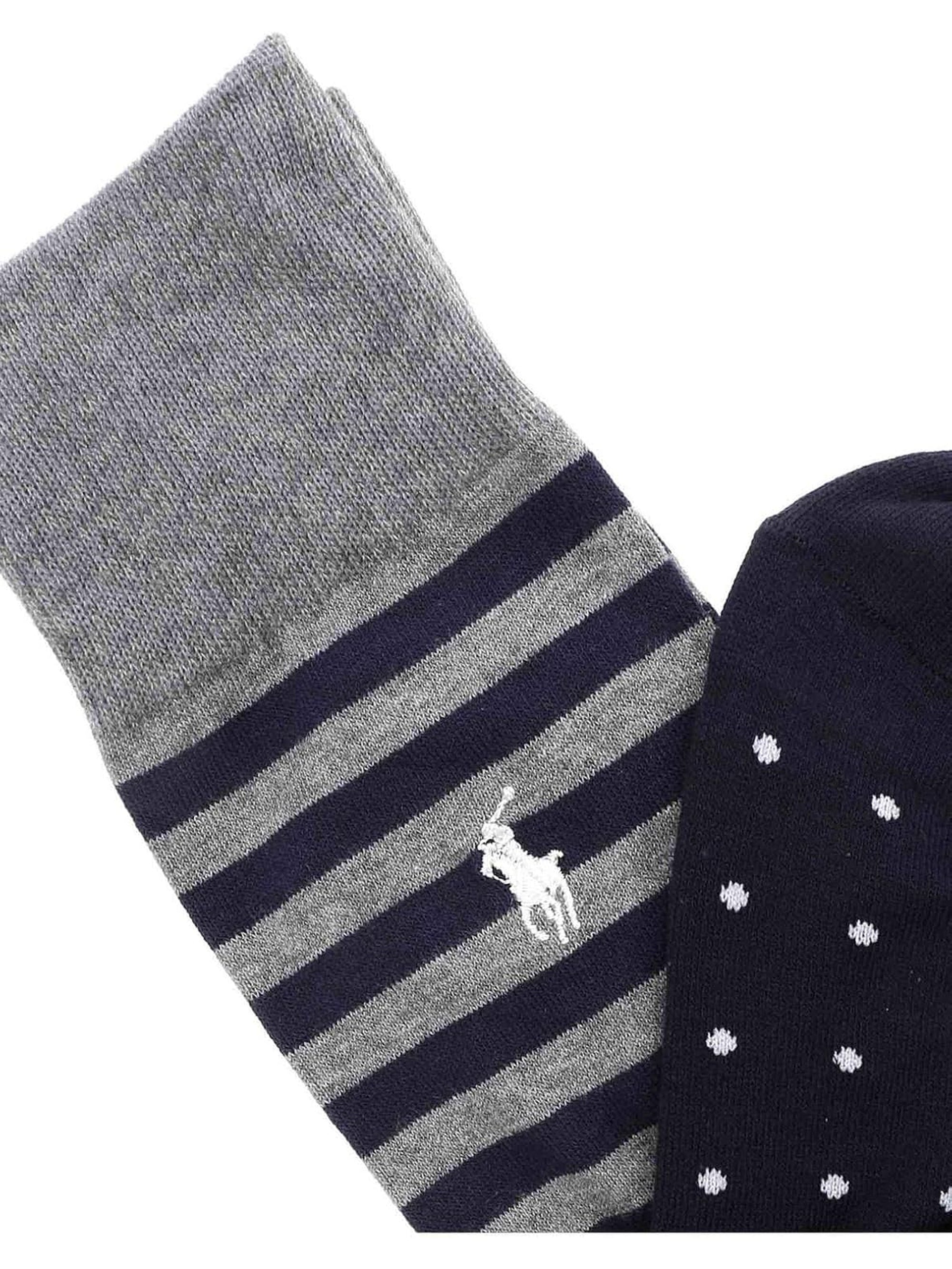 Calze RALPH LAUREN Uomo dot stripe crew 2 pack Navy