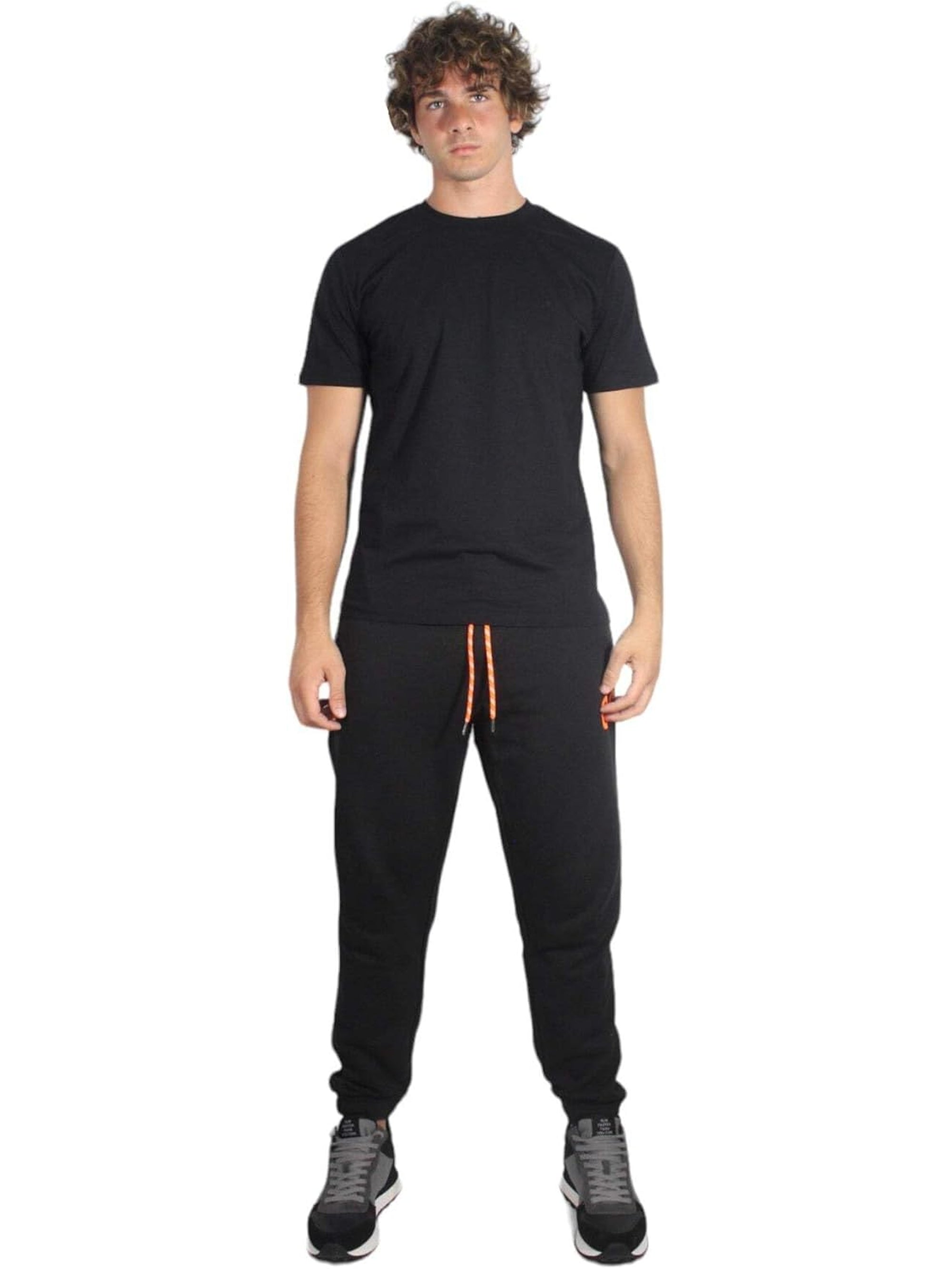 Pantalone Felpa SUN 68 Uomo PATCH FLUO COTTON Nero