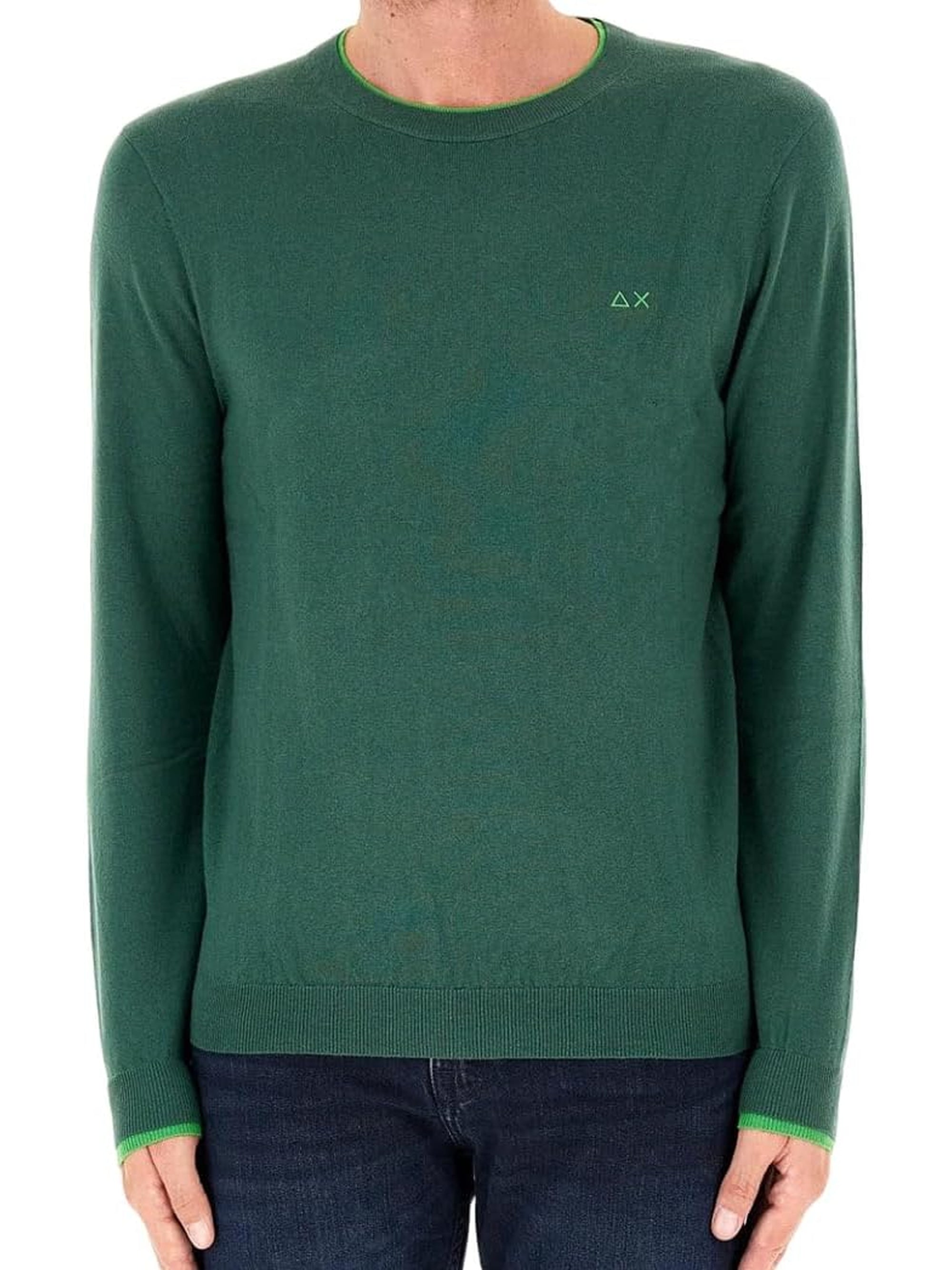 Pullover SUN 68 Uomo DOUBLE RIB Verde