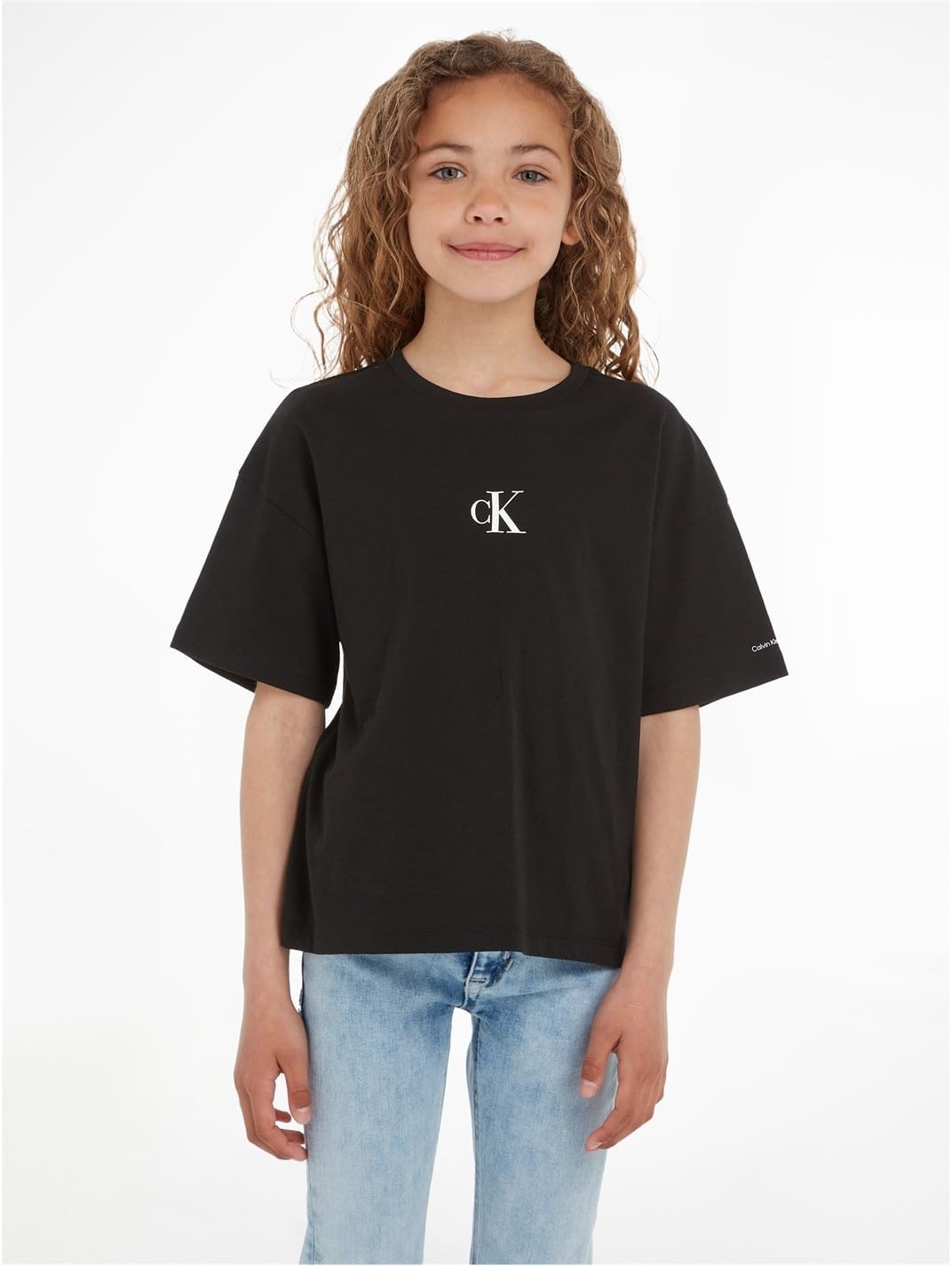 T-Shirt Ck Logo Boxy Calvin Klein Jr Bambina - Nero Calvin Klein  Angolo dello Sport