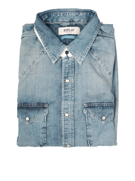 Camicia Regular Replay Uomo - Blu