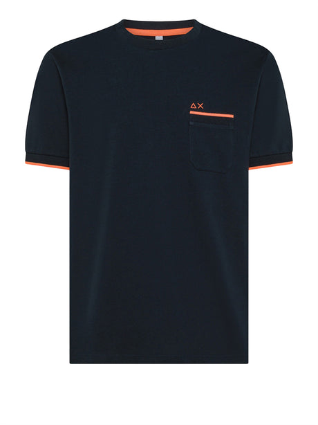T-Shirt Sun68 Piquet Small Stripe Fluo Uomo - Blu