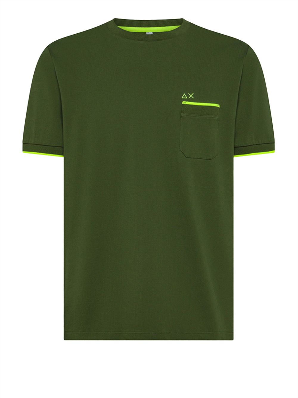 T-Shirt Sun68 Piquet Small Stripe Fluo Uomo - Verde