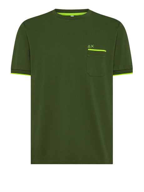 T-Shirt Sun68 Piquet Small Stripe Fluo Uomo - Verde