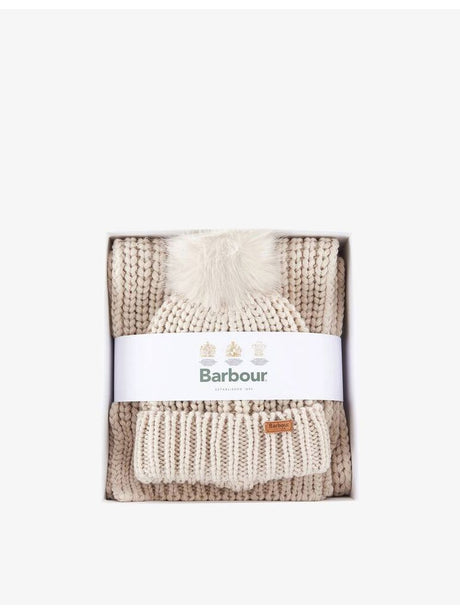 Set Barbour salturn beanie & scarf Donna - Bianco