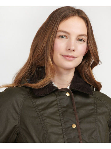 Giubbotto Barbour bower wax Donna - Oliva