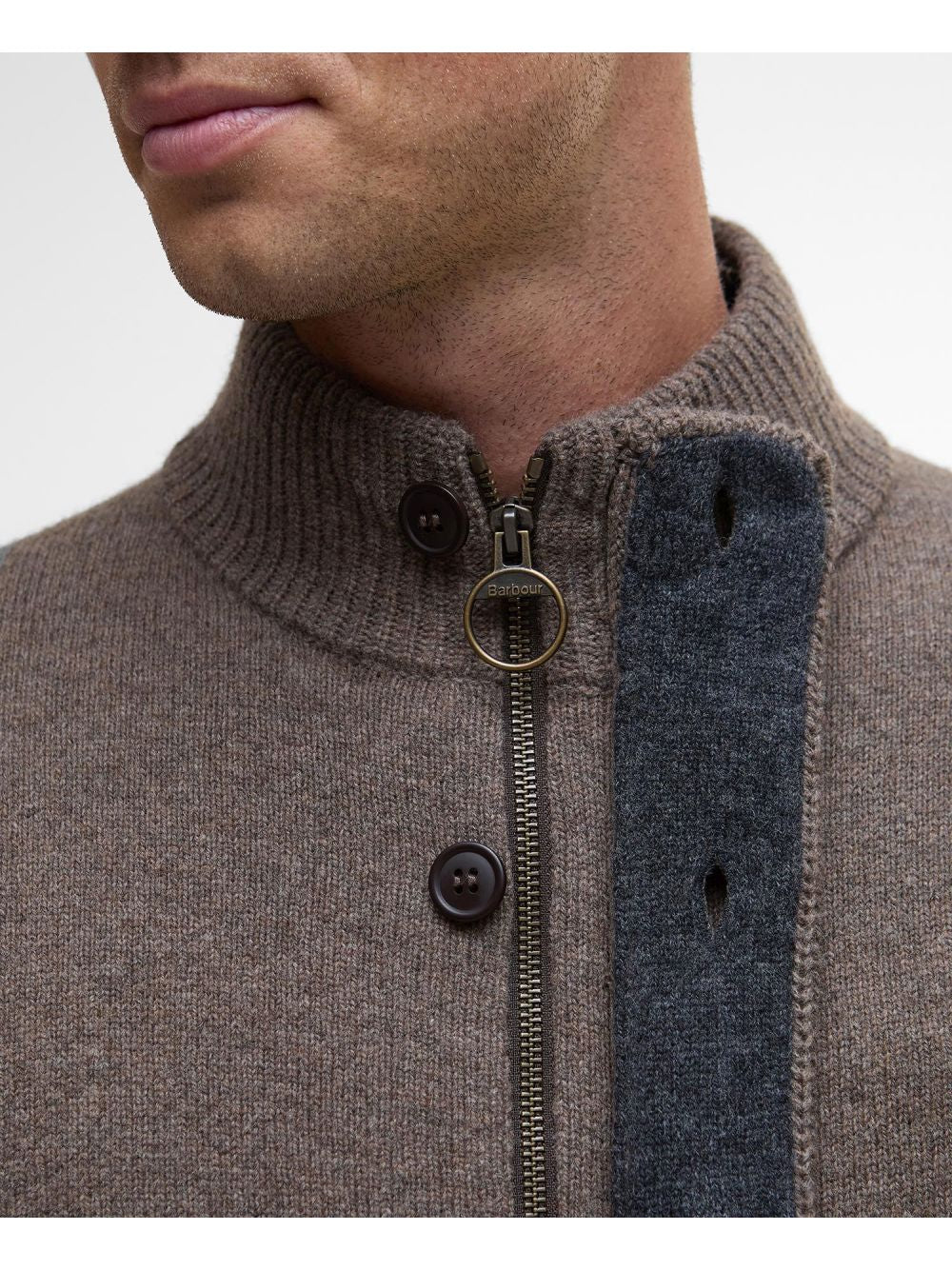 Pullover Barbour essential patch zip Uomo - Avorio