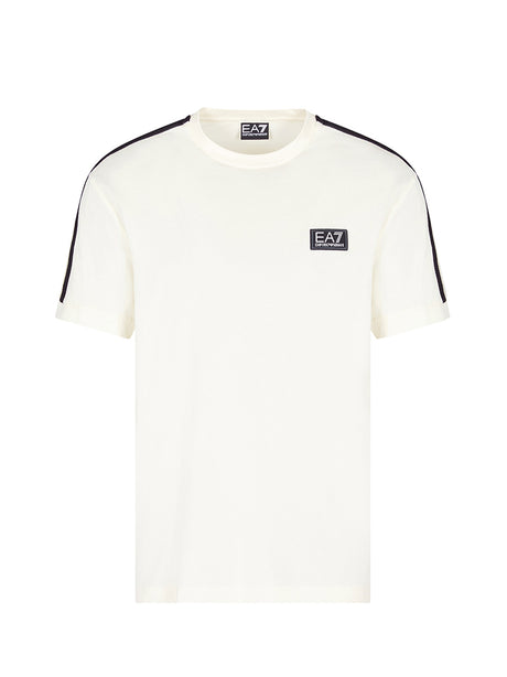 T-shirt Ea7 Train Logo Braided Tape Uomo - Bianco