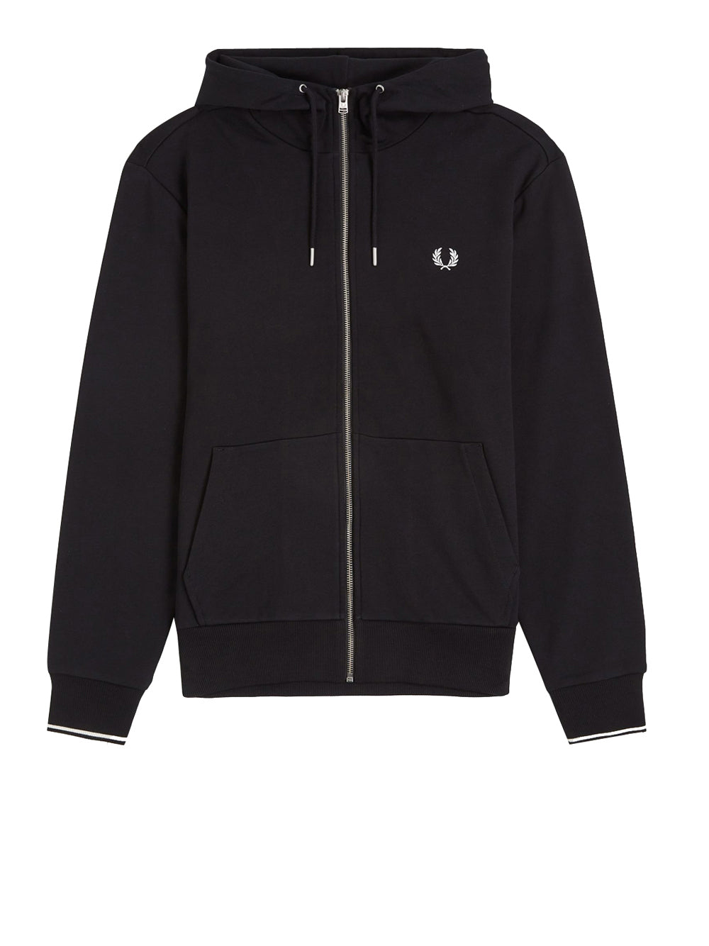 Felpa Fred Perry Hooded Zip Through Sweatshirt Uomo - Nero