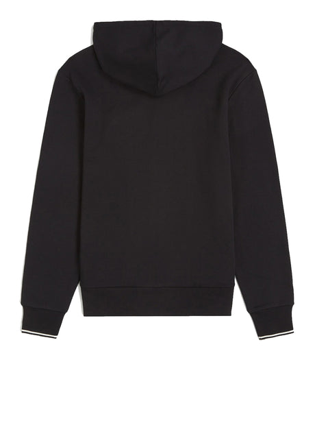 Felpa Fred Perry Hooded Zip Through Sweatshirt Uomo - Nero