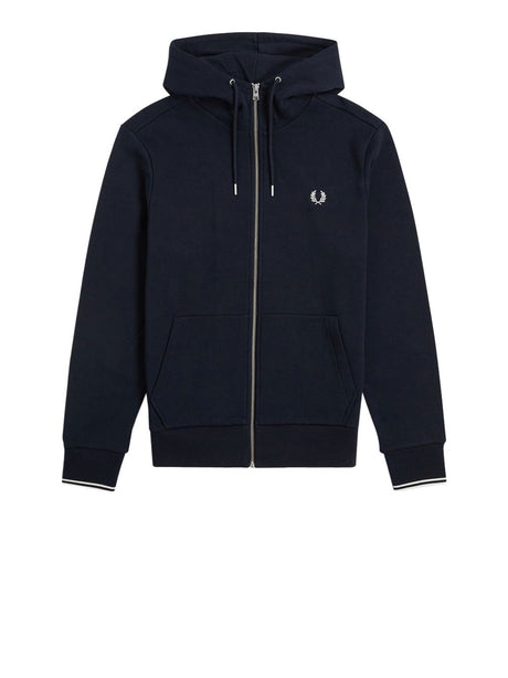 Felpa Fred Perry Hooded Zip Through Uomo - Navy