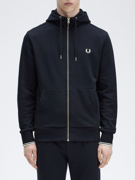 Felpa Fred Perry Hooded Zip Through Uomo - Navy