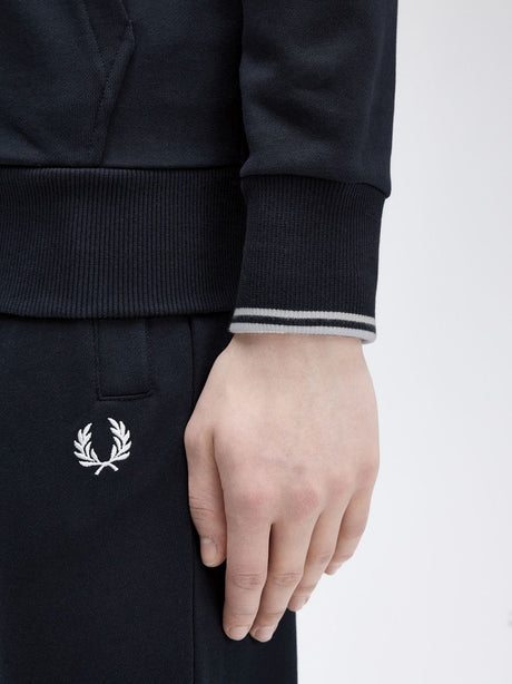 Felpa Fred Perry Hooded Zip Through Uomo - Navy