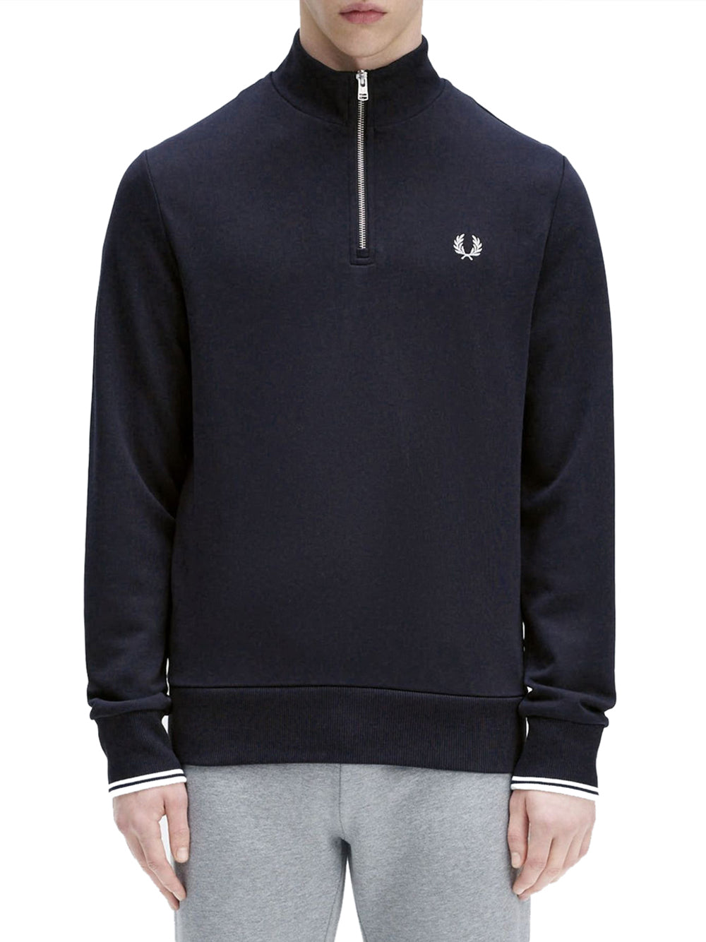 Felpa Fred Perry Half Zip Sweatshirt Uomo - Navy