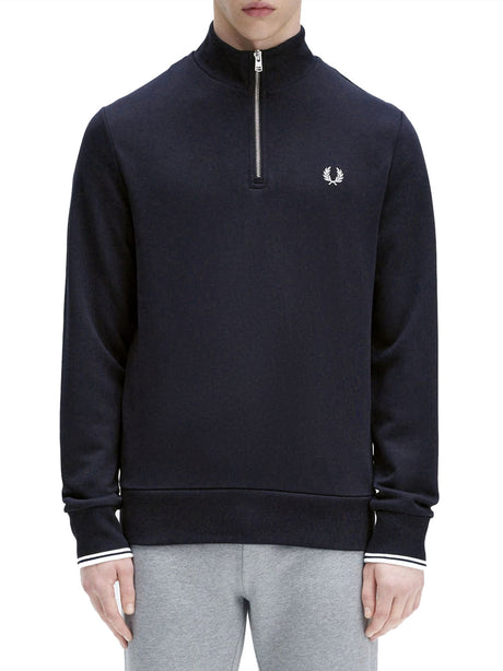Felpa Fred Perry Half Zip Sweatshirt Uomo - Navy