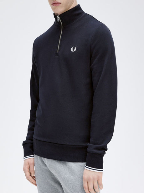 Felpa Fred Perry Half Zip Sweatshirt Uomo - Navy