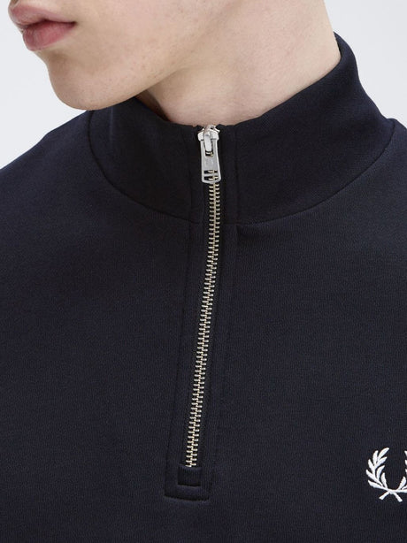Felpa Fred Perry Half Zip Sweatshirt Uomo - Navy
