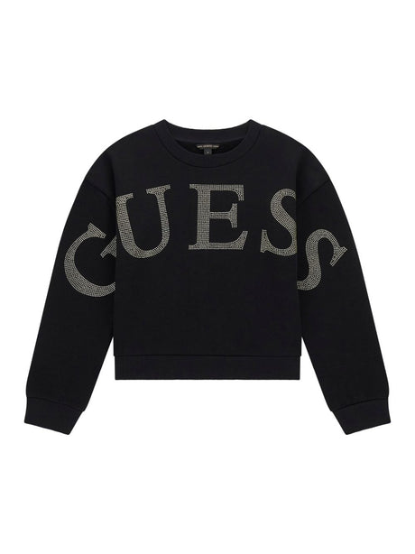 Felpa Guess BIG LOGO STRASS Bambina - Nero