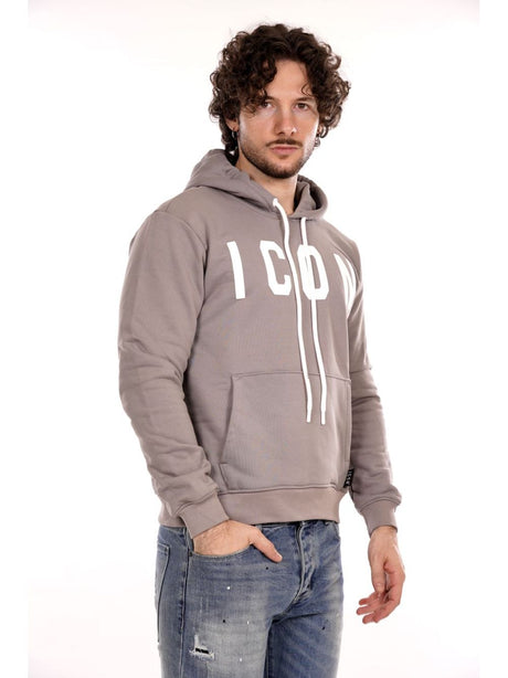 Felpa Icon CAPPUCCIO C/LOGO GRANDE Uomo - Grigio