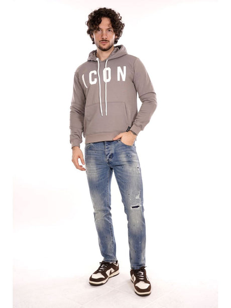 Felpa Icon CAPPUCCIO C/LOGO GRANDE Uomo - Grigio