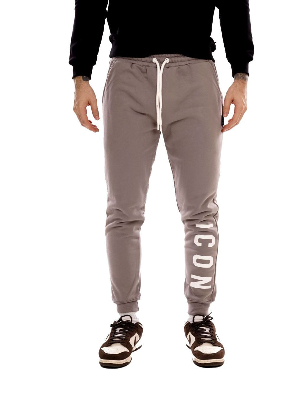 Pantalone Felpa Icon LOGO GRANDE SU GAMBA Uomo - Grigio