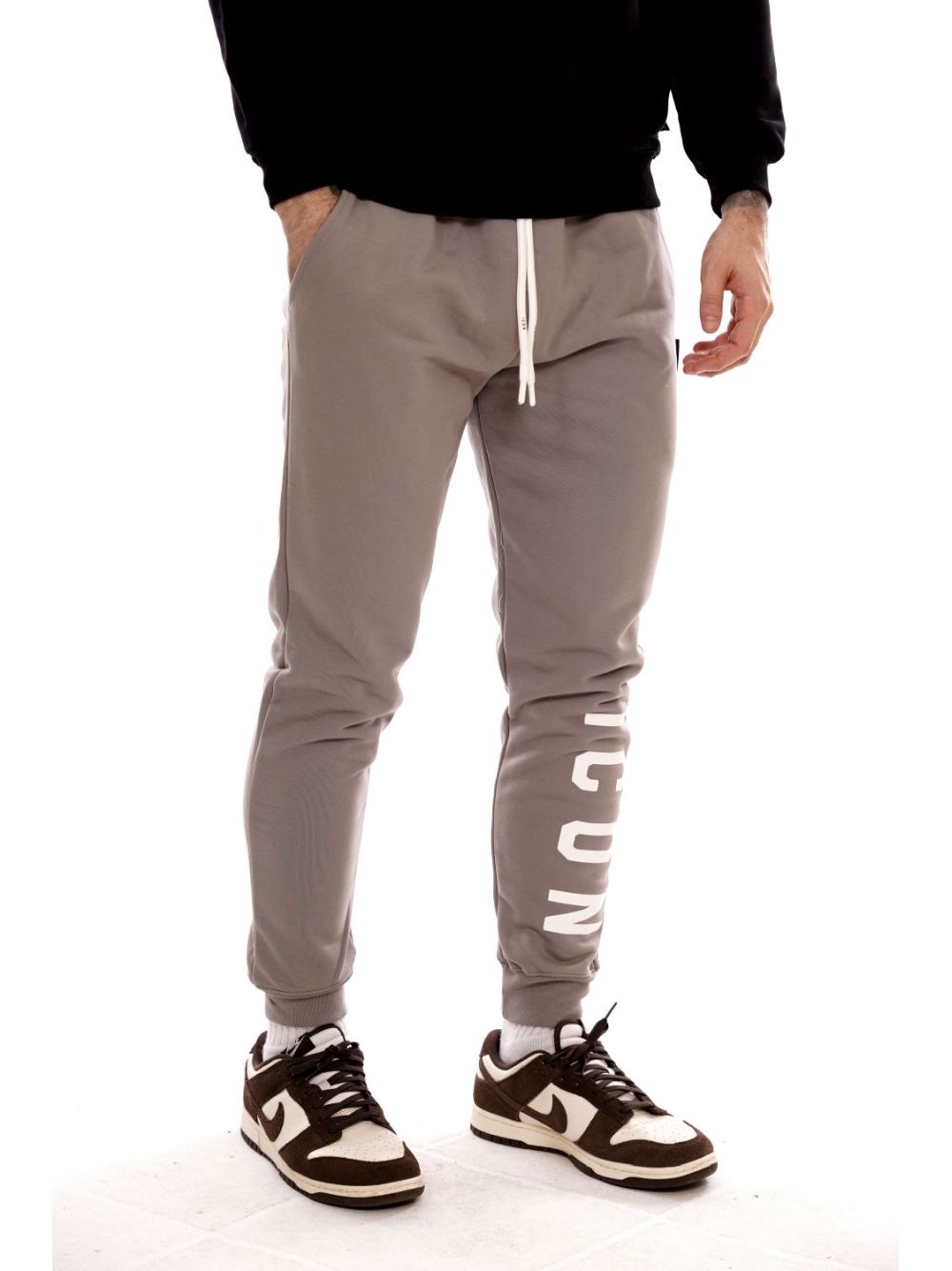 Pantalone Felpa Icon LOGO GRANDE SU GAMBA Uomo - Grigio