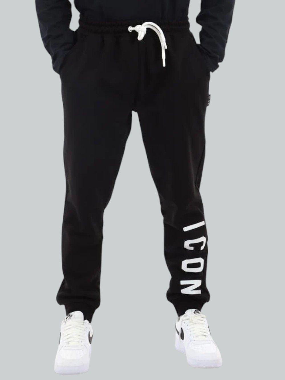 Pantalone Felpa Icon LOGO GRANDE SU GAMBA Uomo - Nero