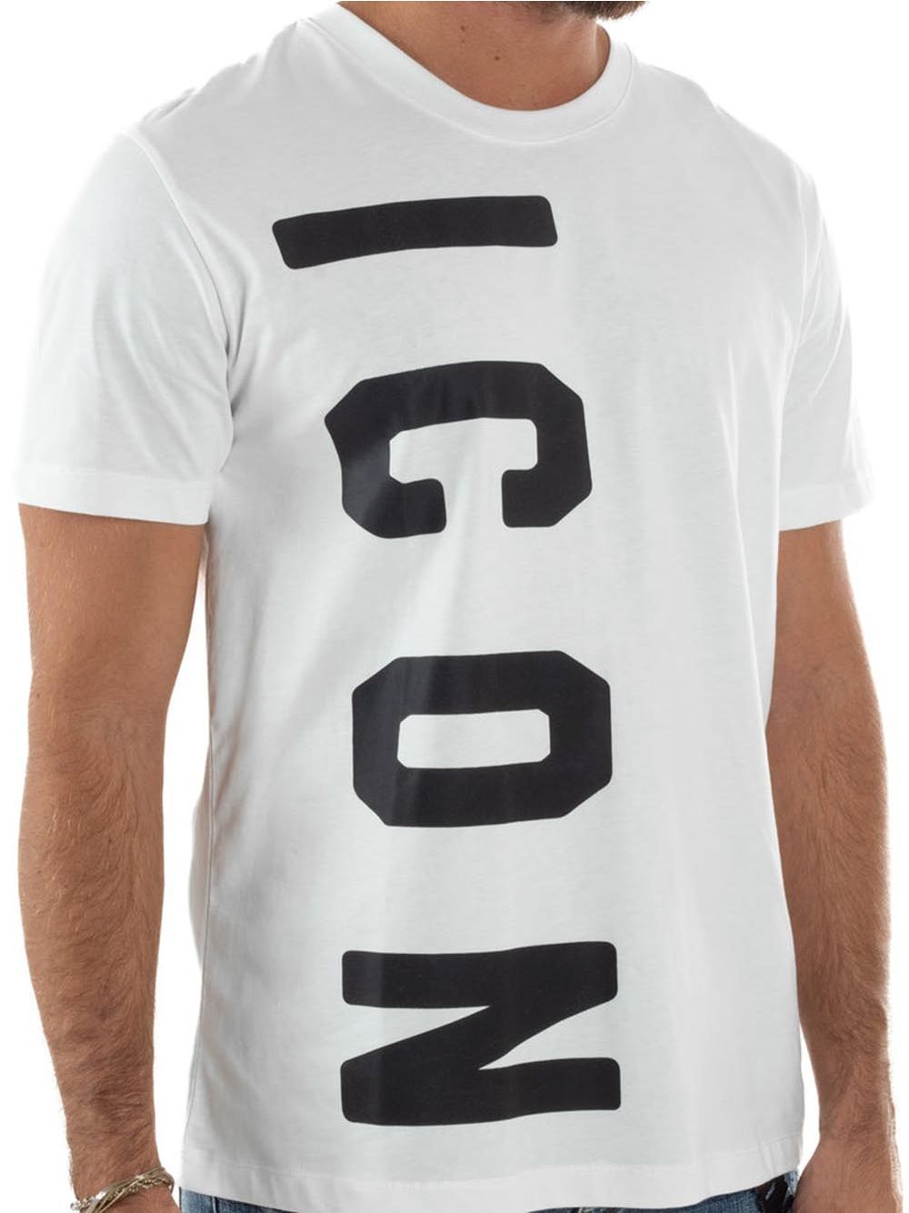 T-shirt Icon LOGO VERTICALE GRANDE Uomo - Bianco