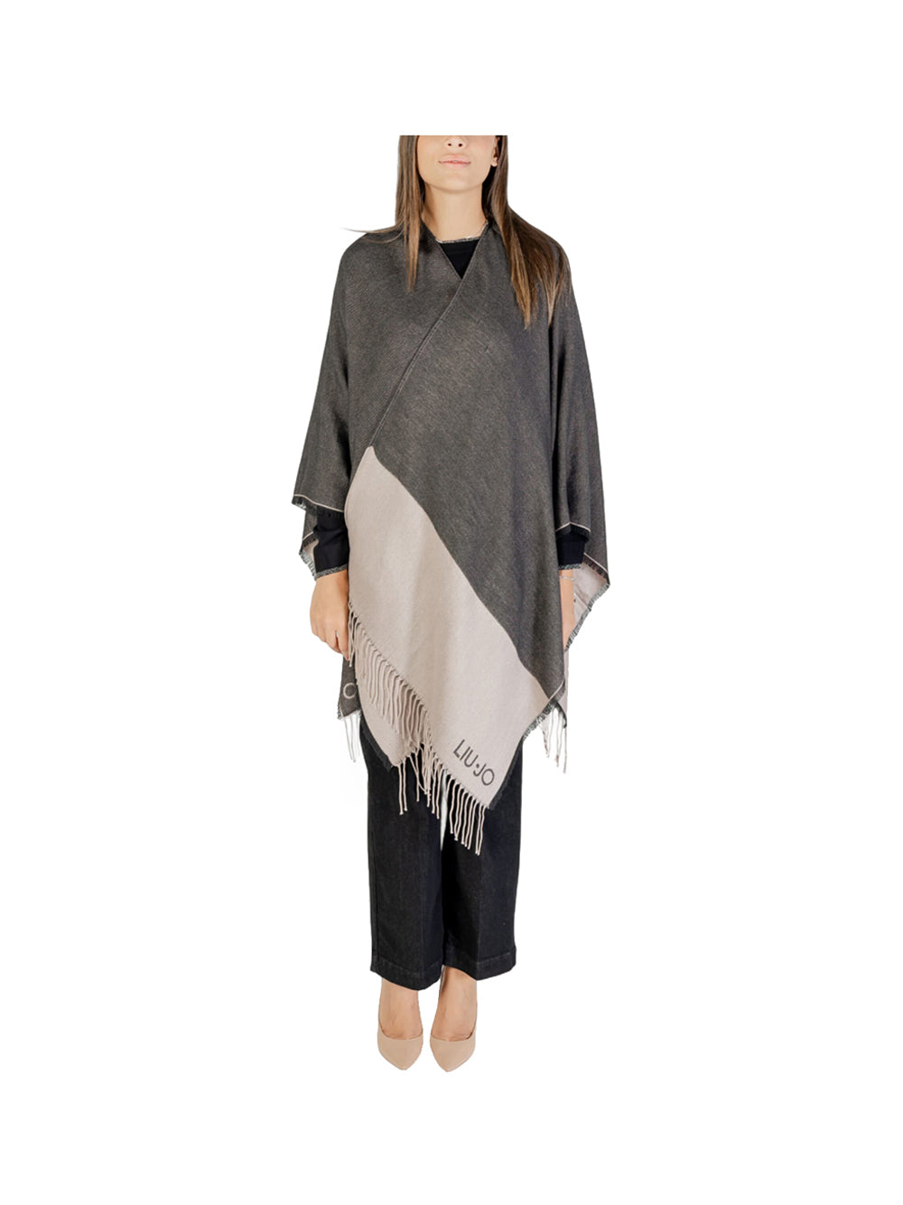 Poncho Liu Jo OVAL MONOGRAM Donna - Nero