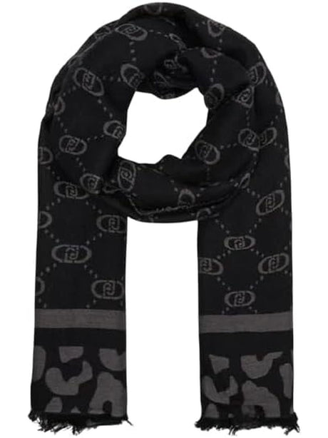 Sciarpa Liu Jo STOLA JACQUARD MONOGRAM ANIMAL Donna - Nero