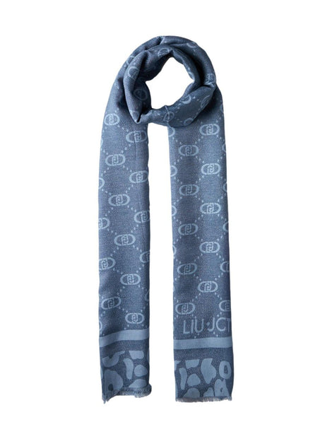 Sciarpa Liu Jo STOLA JACQUARD MONOGRAM ANIMAL Donna - Blu