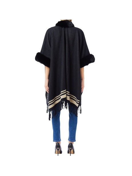 Poncho Liu Jo CON COLLO FAKE FUR Donna - Nero