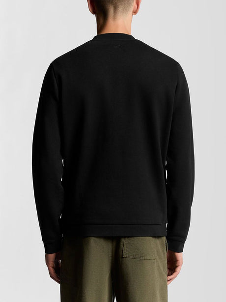 Felpa Lyle & Scott logo brushback crew Unisex - Nero