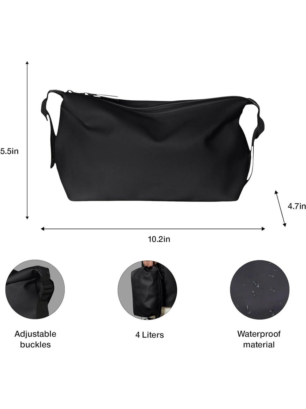 Beauty Case Rains Hilo Wash Bag Unisex - Nero