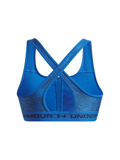 Top Sportivo Under Armour CROSSBACK MID PRINT Donna - Blu